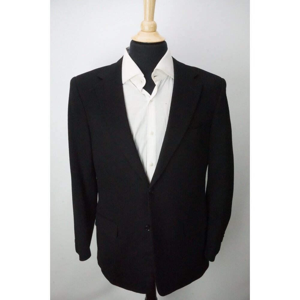 Trussini Solid Black Loro Piana Doeskin Wool Sport Coat Jacket Sz 40R - Picture 3 of 9
